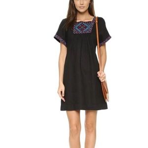 Madewell black embroidered dress- size m
